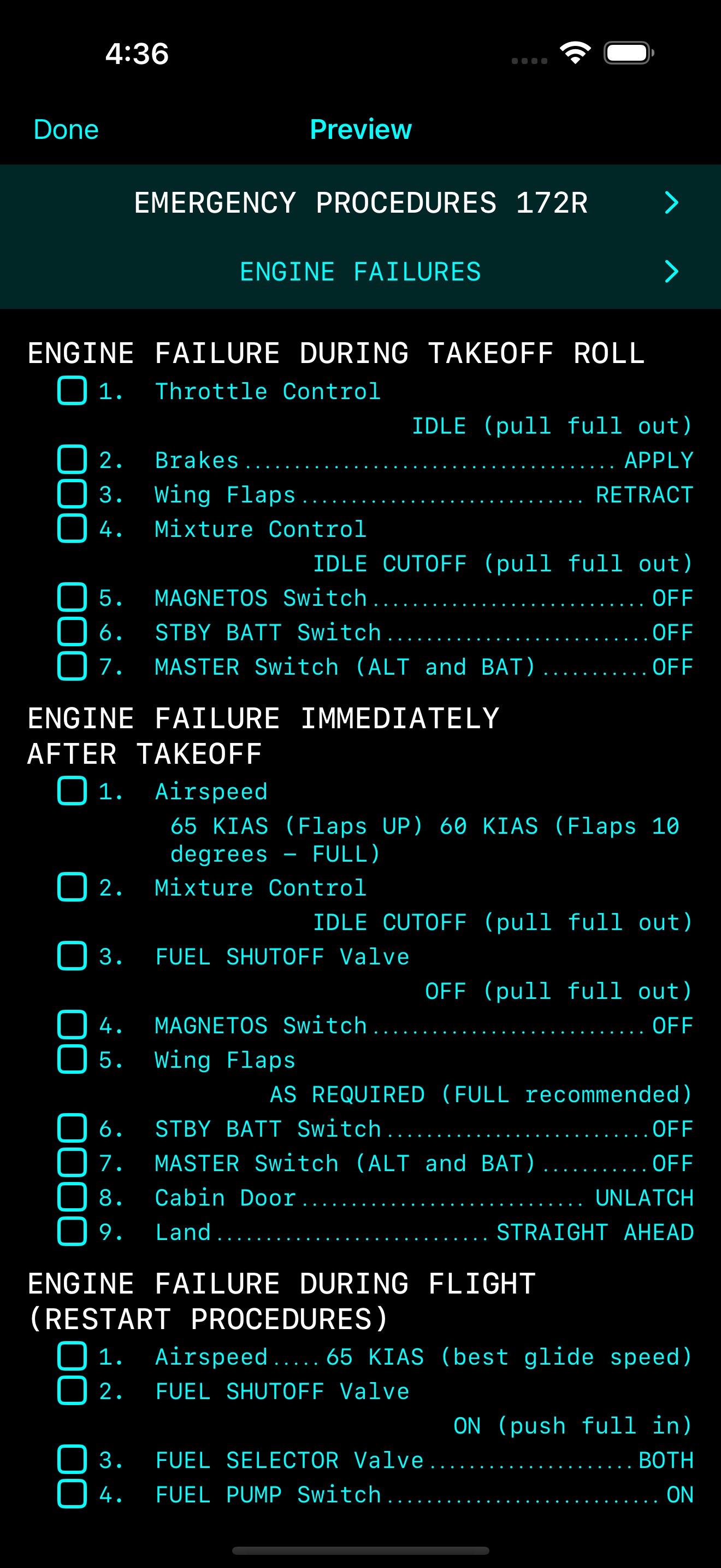 आपके Garmin डिस्प्ले पर चेकलिस्ट
